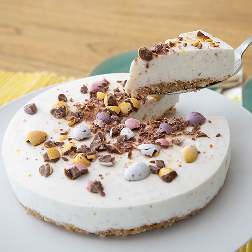 Slimming World mini egg cheesecake sliced