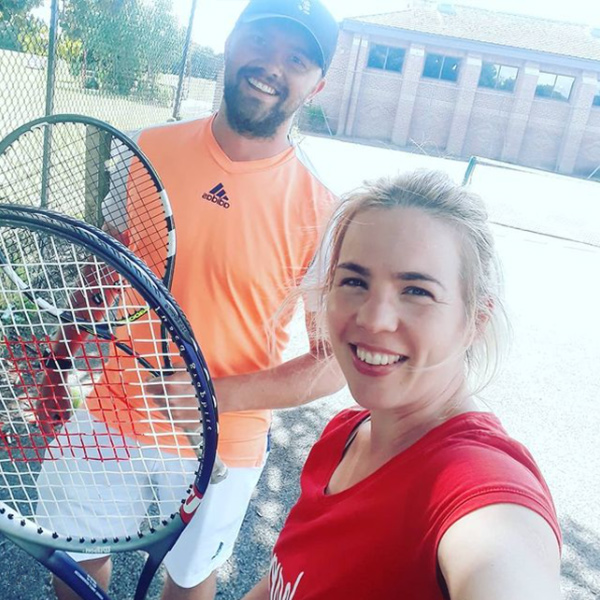 Judit holding a tennis racket-tennis tips-slimming world blog