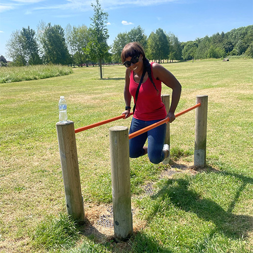 Slimming World member Sam working out outside
